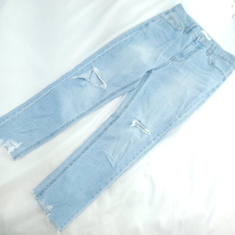 Salt By Womens Blue Regular Fit Distressed Denim Cropped Jeans Size Medium